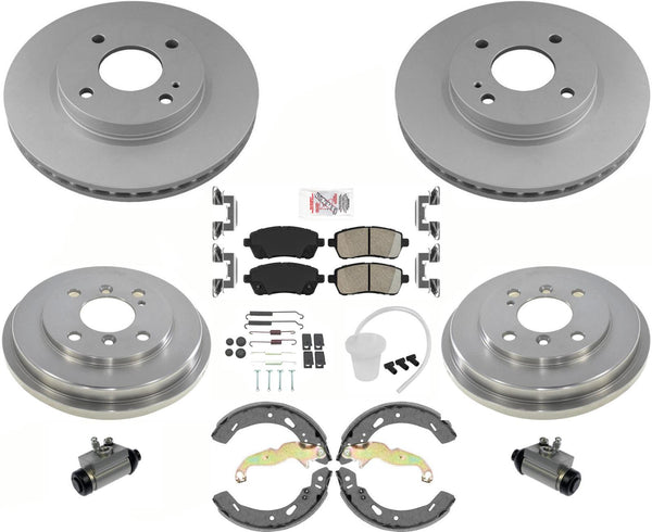 Front Brake Rotors Ceramic Pads & Rear Drums Shoes For Ford Fiesta SE 2011-2019