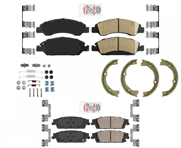 AmeriPRO Ceramic Pads Parking Shoes Hardware for Chevrolet Silverado 1500 14-18