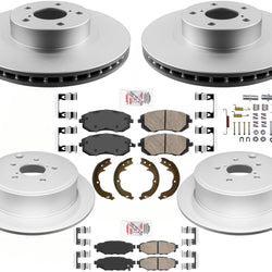 GEO Coated Brake Disc Rotors Cer Pads Parking Shoes for Subaru Impreza 08-2014
