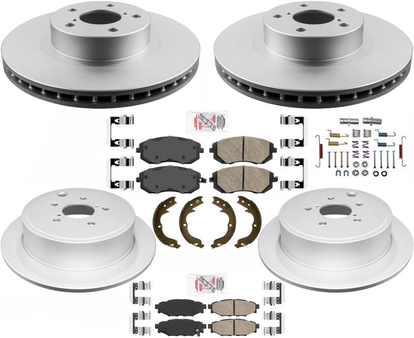 GEO Coated Brake Disc Rotors Cer Pads Parking Shoes for Subaru Impreza 08-2014