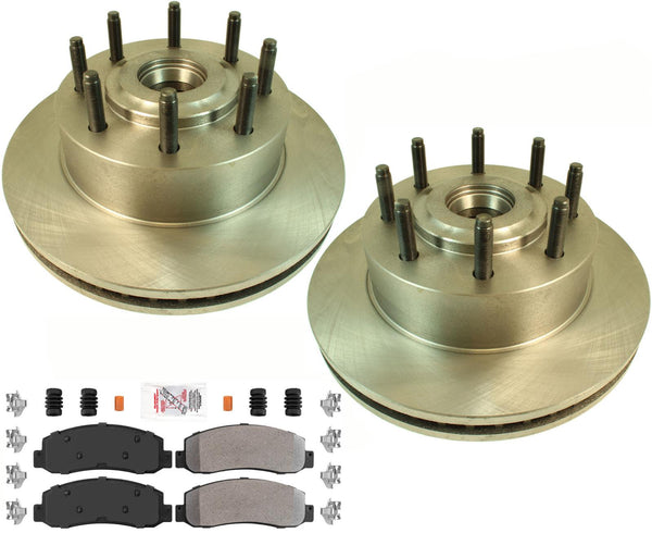 Front Disc Brake Rotors and Brake Pads for Ford F250 Rear Wheel Drive 2005