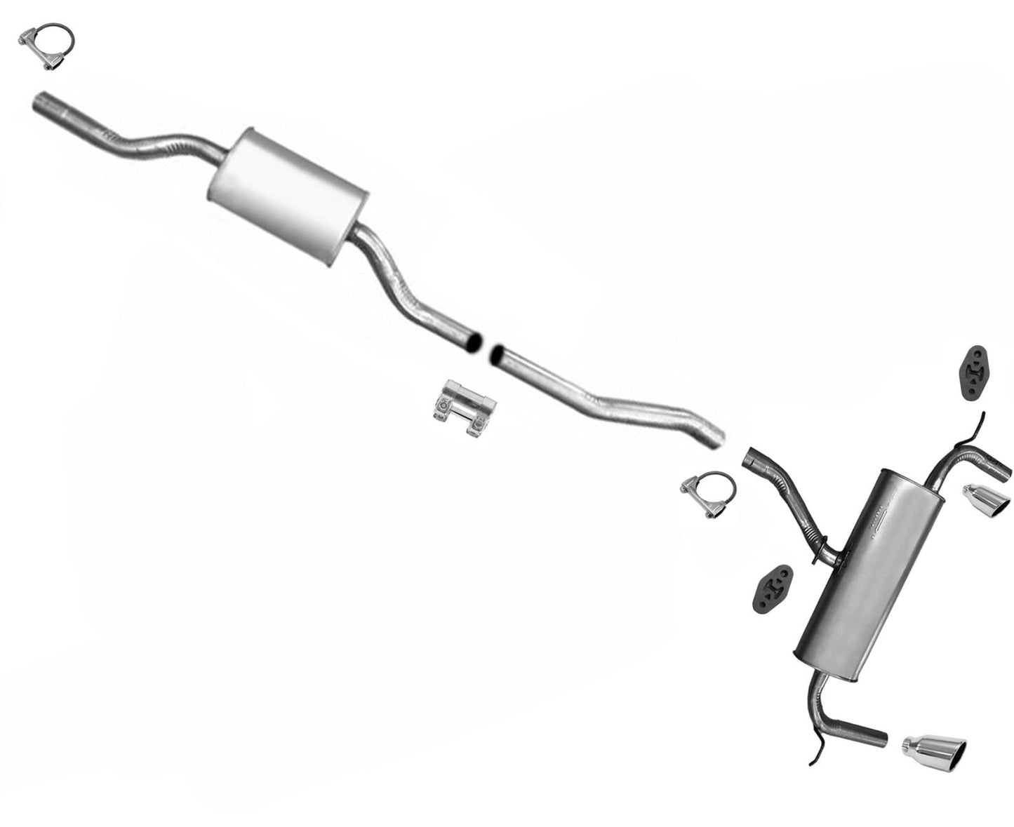 Silenciador de doble salida de resonador de tubo de extensión para Ford Edge 2.0L 3.5L 2011-2014
