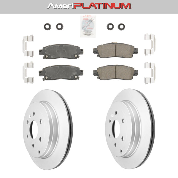 Rear Ceramic Brake Pads & Coated Rotors FOR 2007-2017 ACADIA TRAVERSE ENCLAVE