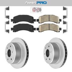 Rear Ceramic Pads & Coated Rotors FOR 2003-2014 GMC SAVANA YUKON & YUKON XL