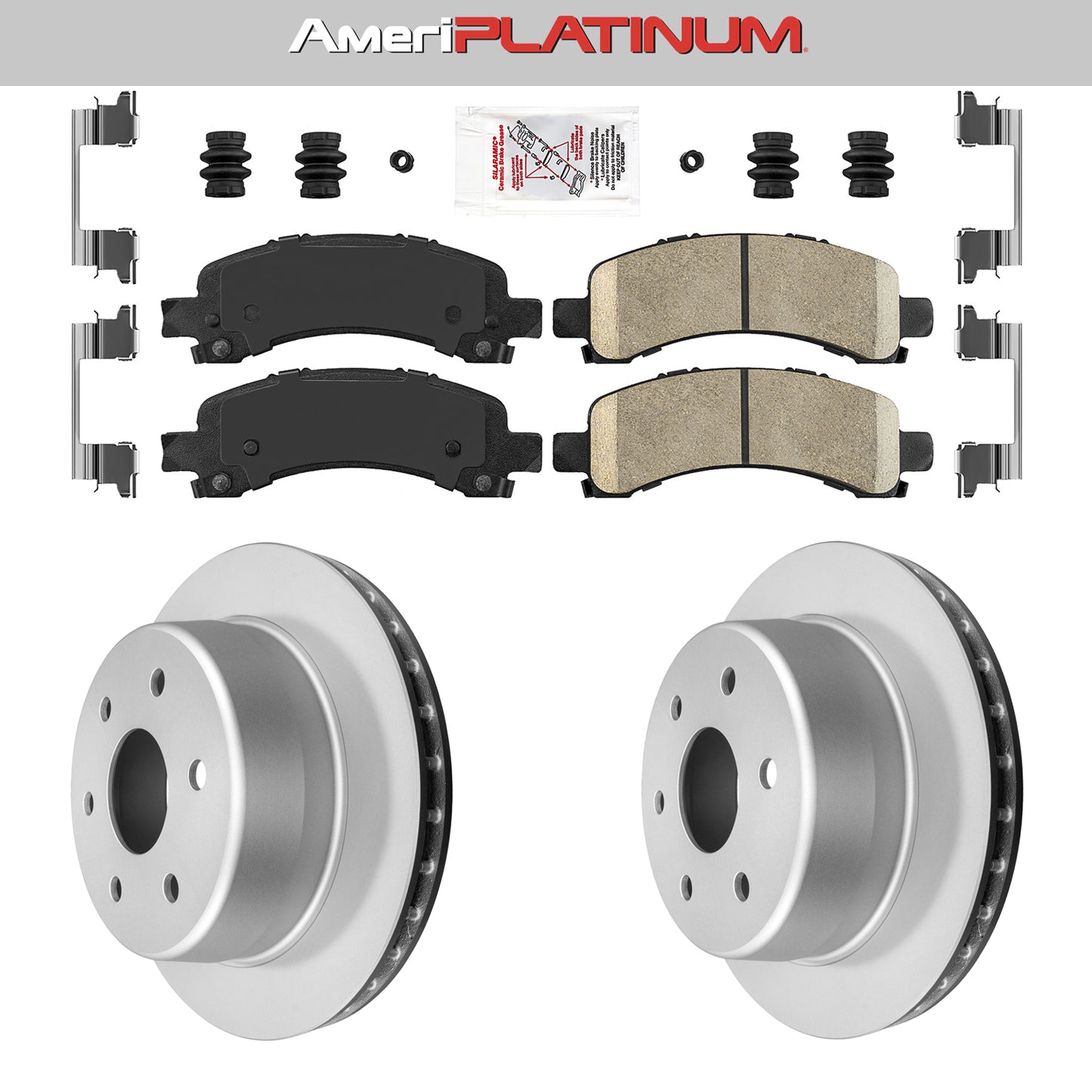 Rear Ceramic Brake Pad & Coated Rotors FOR CHEVY EXPRESS SUBURBAN TAHOE ESCALADE