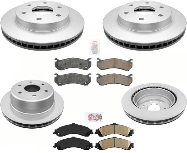 Rotores de freno delantero y trasero y pastillas de cerámica para Suburban 1500 con tracción en las 4 ruedas 2000-06