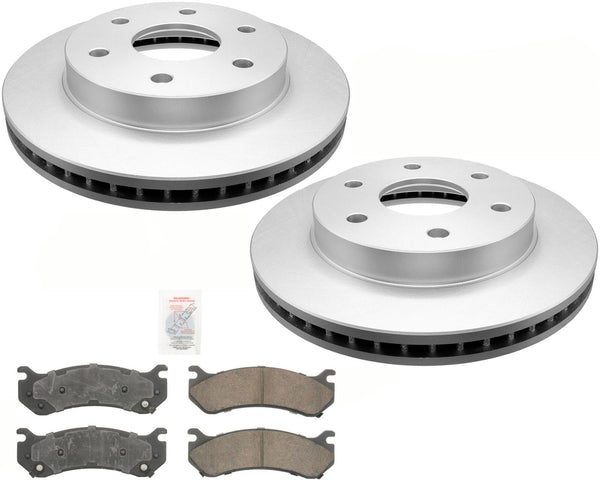 (2) Rotores delanteros y almohadillas de cerámica para Chevrolet Express Van G1500 2003-2008