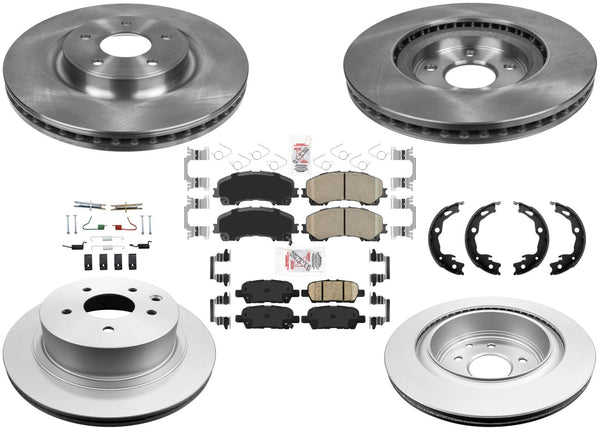 AmeriPro Coated Brake Rotors Ceramic Brake Pads for Nissan Rogue 2014-2018 3 Row