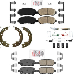 AmeriPro Pastillas de freno de disco delantero trasero zapatos de estacionamiento para Nissan Rogue 2008-2013