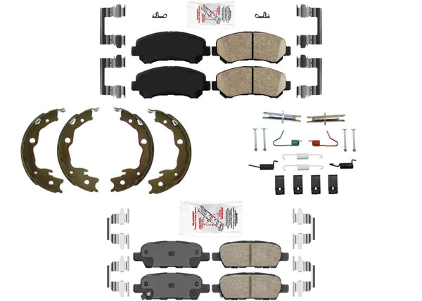 AmeriPro Pastillas de freno de disco delantero trasero zapatos de estacionamiento para Nissan Rogue 2008-2013