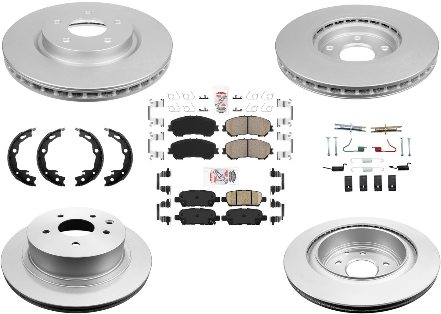 AmeriPro Rotores de freno recubiertos Pastillas de freno de cerámica para Nissan Rogue 2014-2018 2 filas