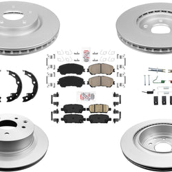 AmeriPro Coated Brake Rotors Ceramic Brake Pads for Nissan Rogue 2014-2018 2 Row