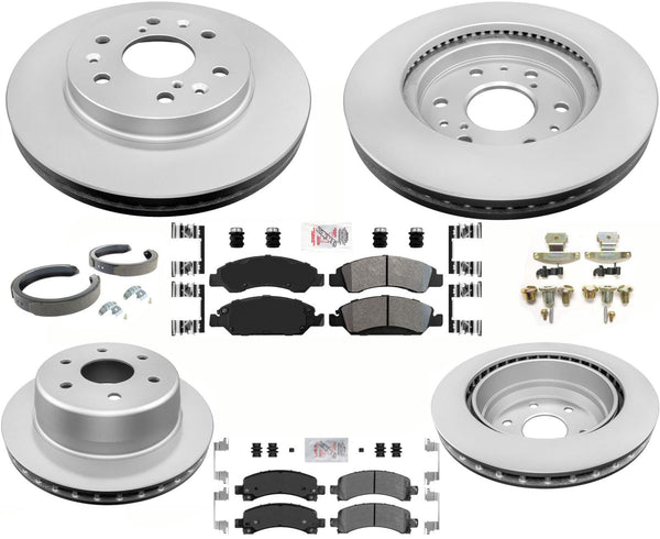 For Express Van 1500 2009-14 Coated Disc Brake Rotors Brake Pads Parking Shoes