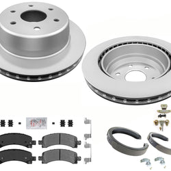 For Express Van 1500 2009-14 REAR Coated Disc Brake Rotors Brake Pads Parking S