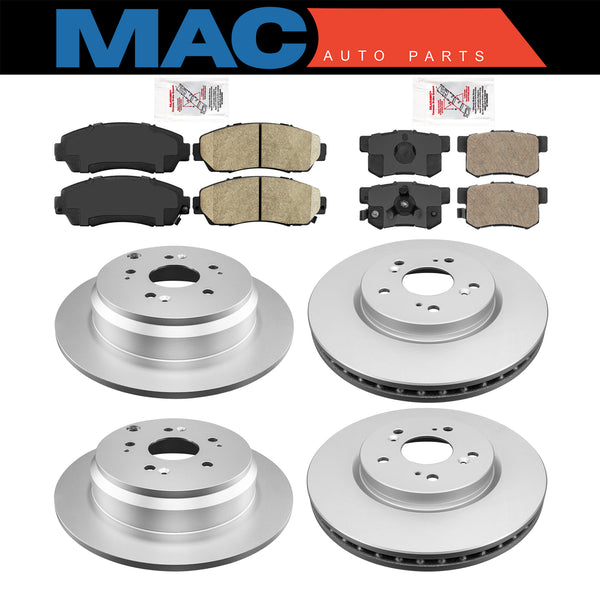 Ceramic Front & Rear Pads & Coated Rotors FOR 2007-2016 HONDA CR-V & ACURA RDX