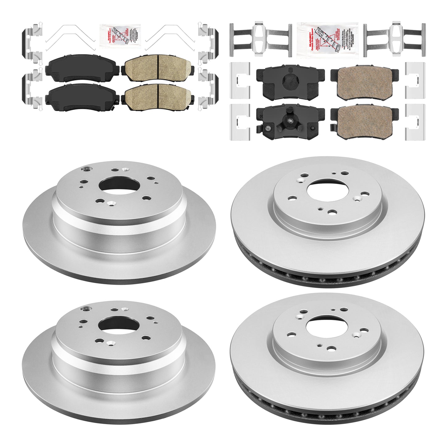 Pastillas de freno de cerámica delanteras y traseras y rotores recubiertos PARA HONDA CR-V y RDX 2007-2016
