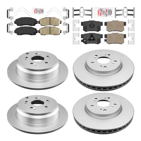 Front & Rear Ceramic Brake Pads & Coated Rotors FOR 2007-2016 HONDA CR-V & RDX