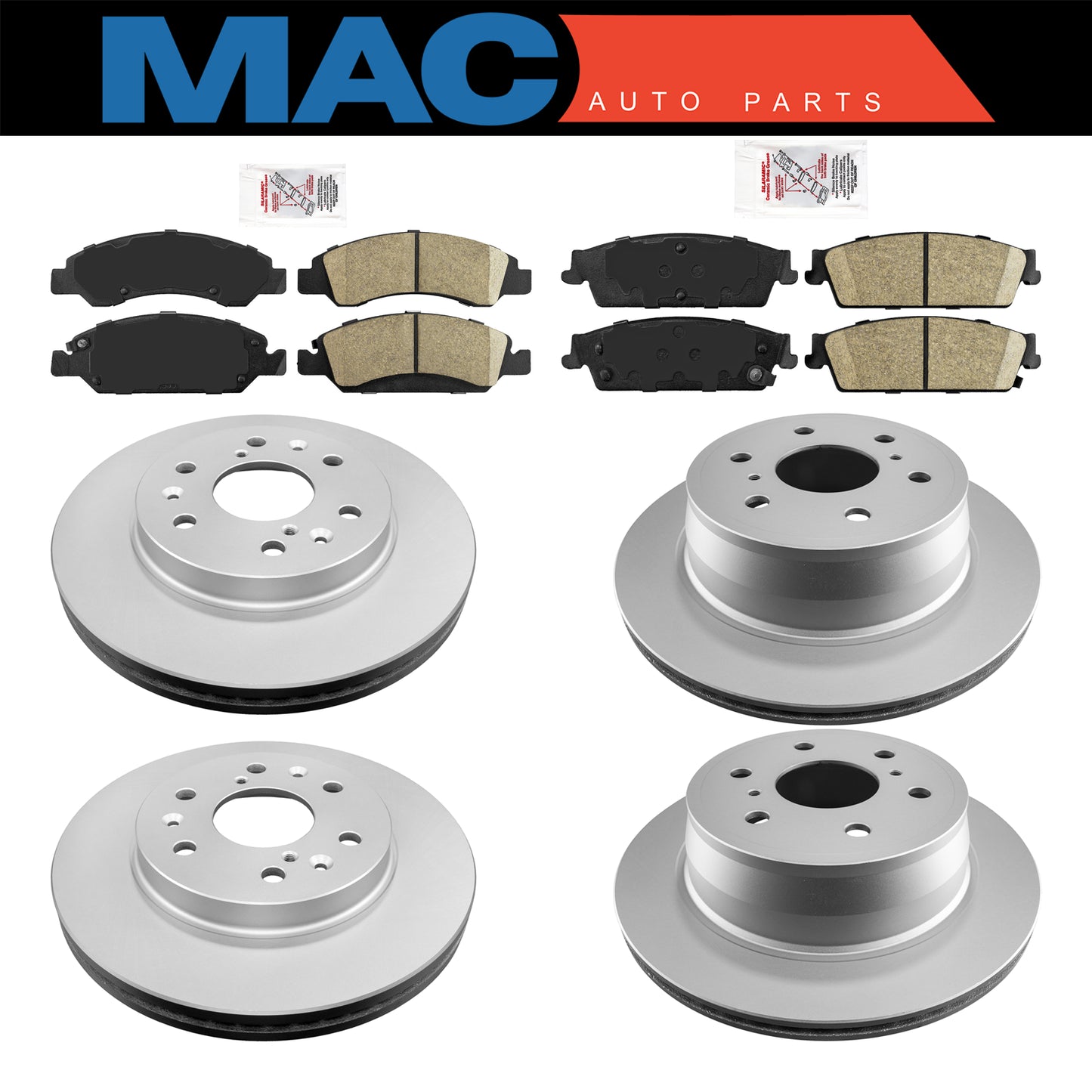 Ceramic Front & Rear Pads & Coated Rotors FOR 07-2014 CADILLAC ESCALADE ESV; EXT
