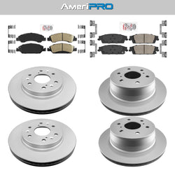 Front & Rear Ceramic Brake Pad & Coated Rotor FOR 13-20 SILVERADO SUBURBAN TAHOE