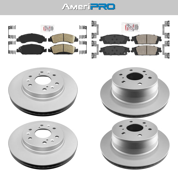 Front & Rear Ceramic Brake Pad & Coated Rotor FOR 13-20 SILVERADO SUBURBAN TAHOE