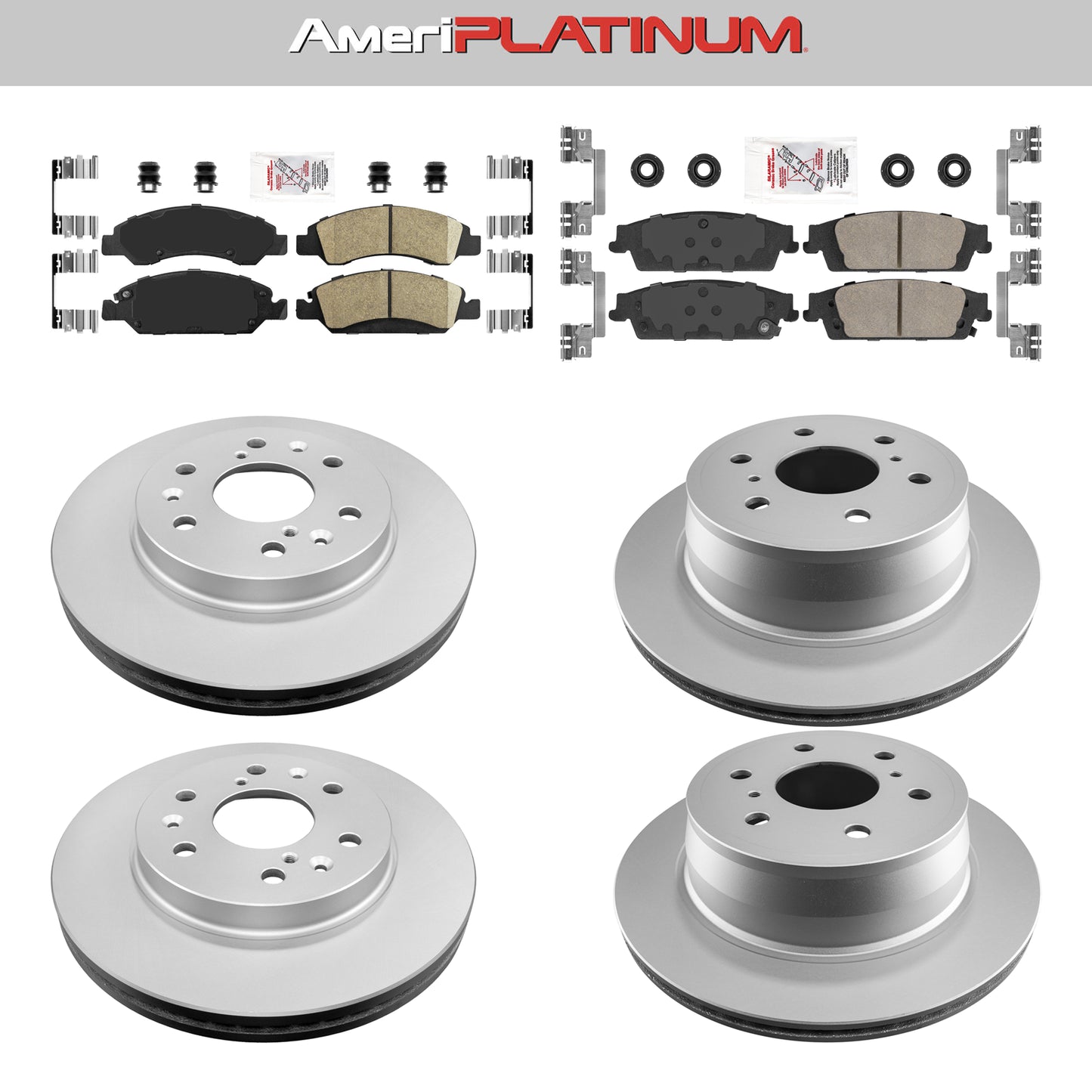 Front + Rear Brake Pads & Coated Rotors FOR 2013-2020 SILVERADO SUBURBAN TAHOE