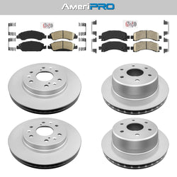 Front & Rear Ceramic Brake Pads & Coated Rotors FOR 2009-2014 EXPRESS & SAVANA