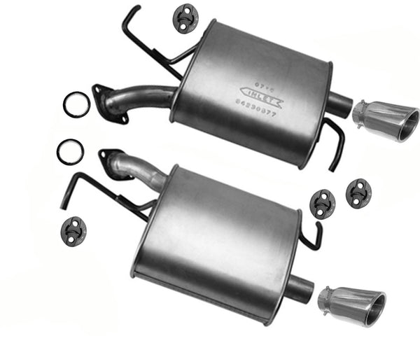 Rear Left and Right Rear Mufflers Chrome Tips For Mazda CX-9 3.7L 3.5L 2007-2015