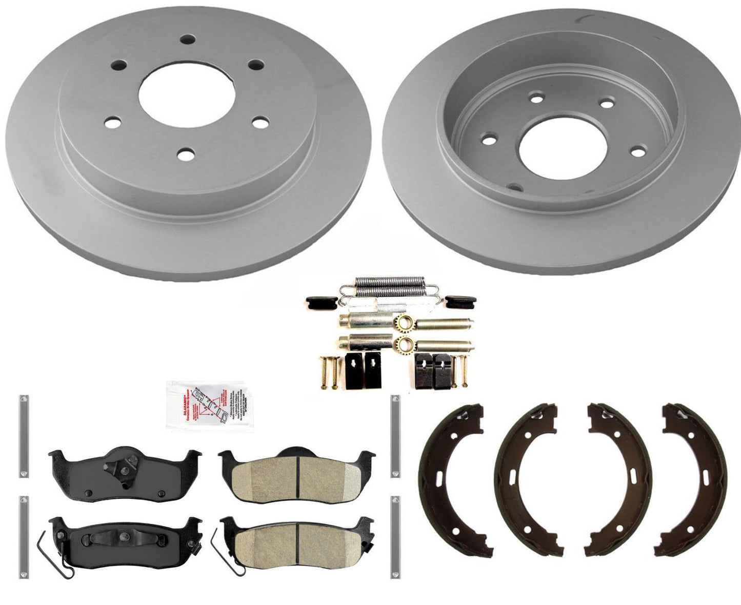 AmeriBRAKES Pastillas de rotores de freno de disco trasero revestidas para Nissan Armada 2005-2015