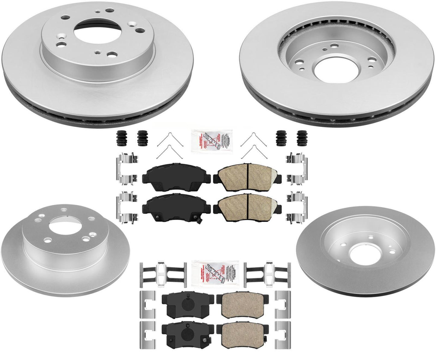 Front & Rear Brake Pads & Coated Brake Rotors For Acura RSX Base 2002-2006