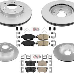 Front & Rear Brake Pads & Coated Brake Rotors For Acura RSX Base 2002-2006