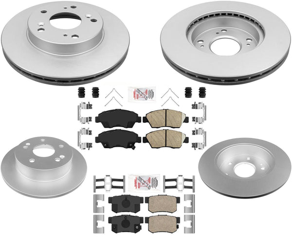 Pastillas de freno delanteras y traseras y rotores de freno recubiertos para Acura RSX Base 2002-2006
