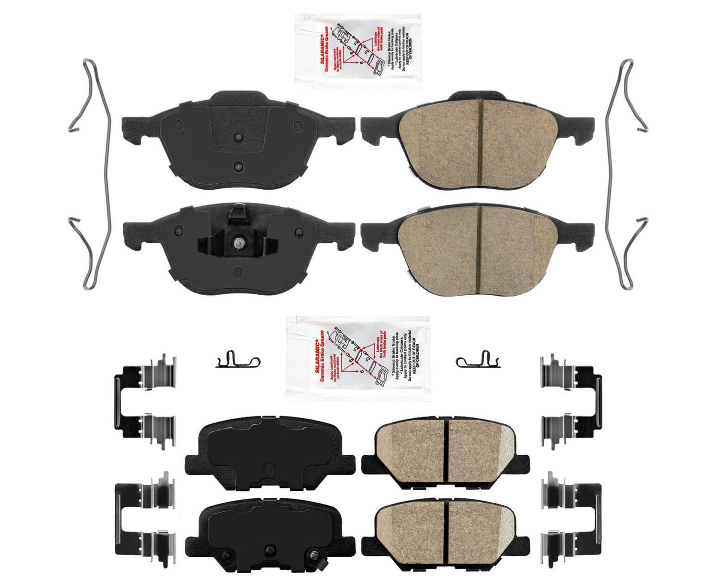 Almohadillas de cerámica AmeriPRO delanteras y traseras para Mazda 3 Sport 2014-2016 con rotor de 280 mm