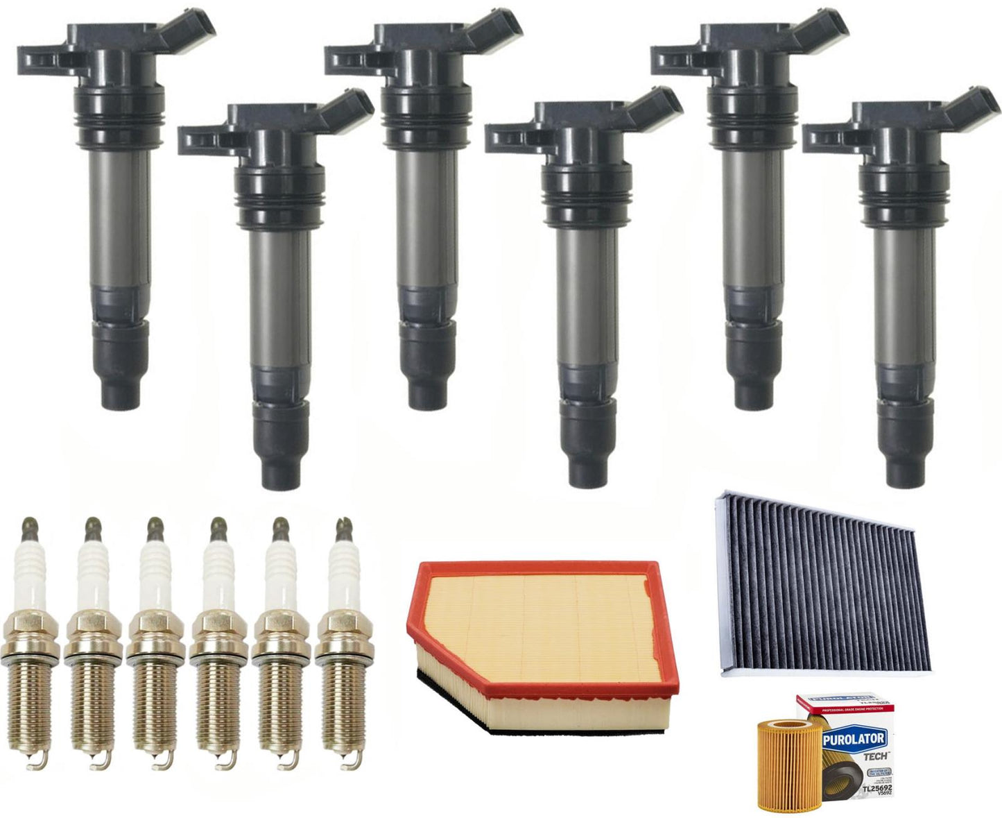 6 bobinas de encendido, bujías y filtros de platino para Volvo S80 2007-2014 3.2L