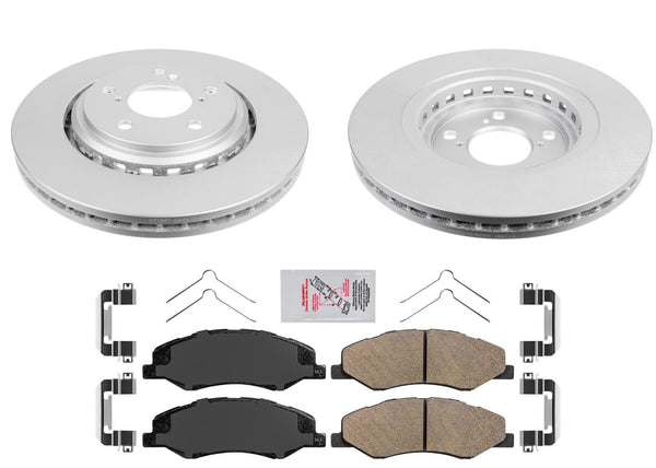 Front Coated Rotor Brake Rotors & Ceramic Brake Pads For 2018-2022 Honda Odyssey