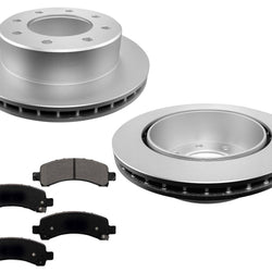 Rear GEO Fleet Duty Coated Disc Brake Rotors Pads for GM Express 2500 2021 2022