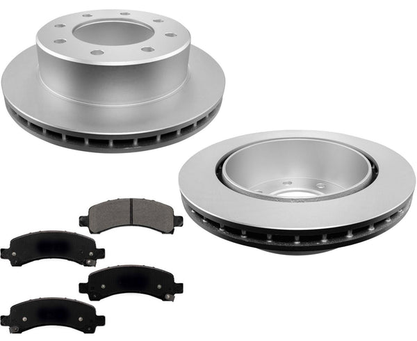 Rear GEO Fleet Duty Coated Disc Brake Rotors Pads for GM Express 2500 2021 2022