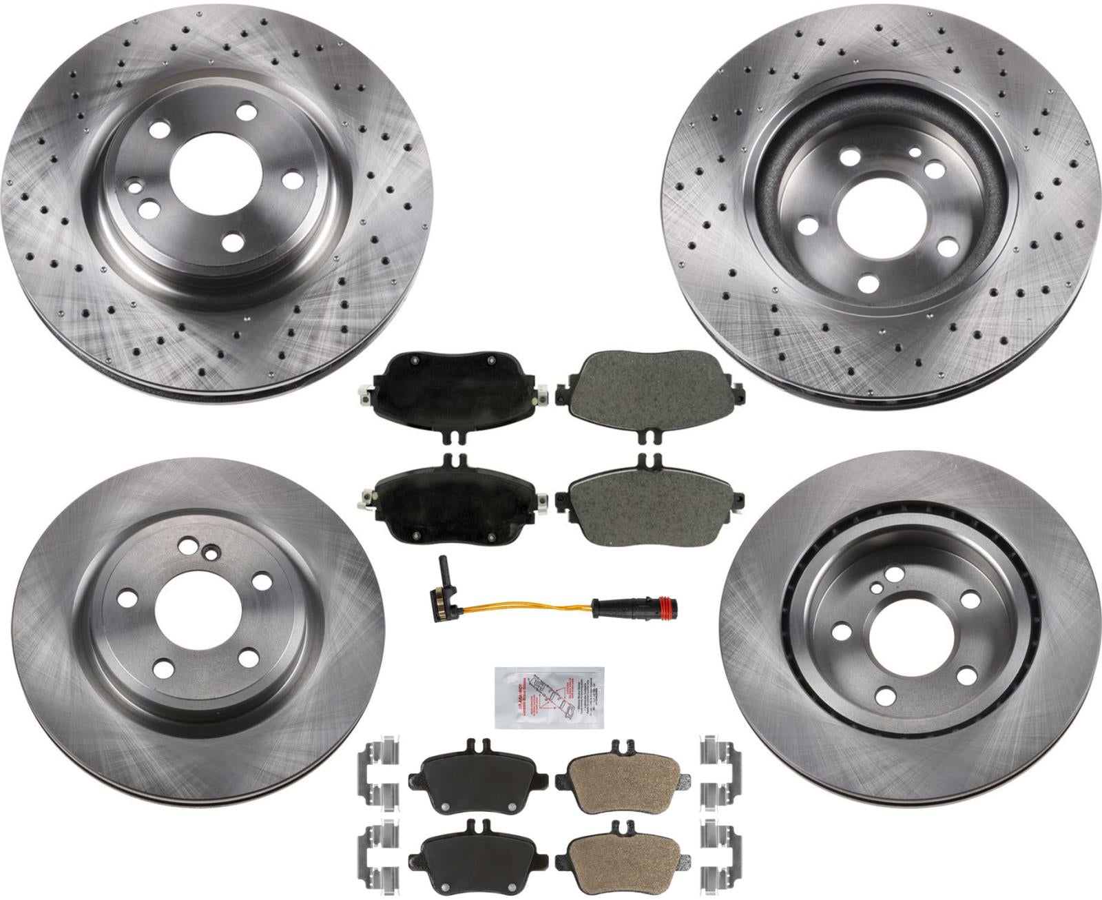 Brake Pads Drilled Disc Brake Rotors For Mercedes Benz CLA250 Sport Pack 14-19