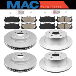 Ceramic Front & Rear Pads & Coated Rotors FOR 12-2018 AVALON CAMRY ES300H ES350