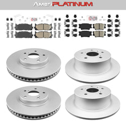 Front + Rear Brake Pads & Coated Rotors FOR 2012-2018 AVALON CAMRY ES300H ES350