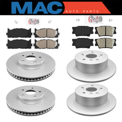 Ceramic Front & Rear Pad & Coated Rotors FOR 2007-2012 TOYOTA AVALON CAMRY ES350