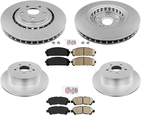 Para Toyota Highlander 2008-2013 rotores de freno de disco delantero trasero pastillas de cerámica 6 piezas