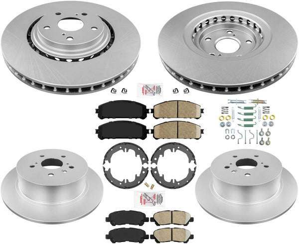 Para Toyota Highlander 2008-2013, rotores de freno delanteros y traseros, pastillas de cerámica, zapatas de freno