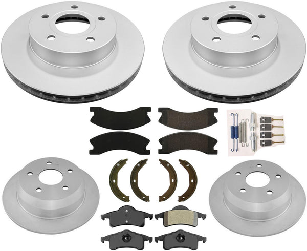 Nuevo Kit de resorte de zapatos de pastillas de freno de rotores traseros delanteros para Jeep Grand Cherokee 03-04