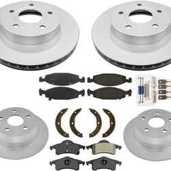 Front & Rear Rotors Pads & Parking Shoes For 1999-2002 Jeep Grand Cherokee