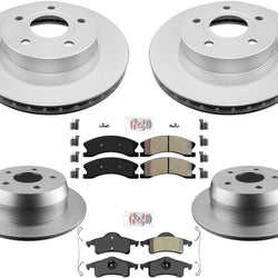 Front & Rear Coated Rotors & AmeriBRAKES Pads For Jeep Grand Cherokee 1999-04