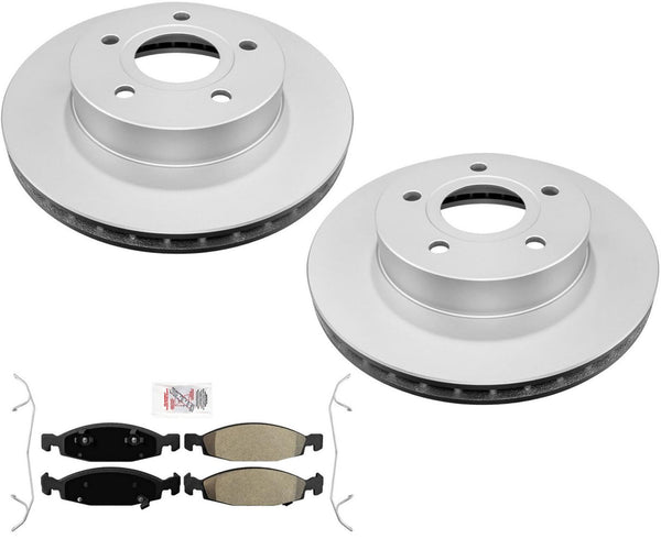 Front Coated Rotors & AmeriBRAKES Pads For Jeep Grand Cherokee 1999-2002