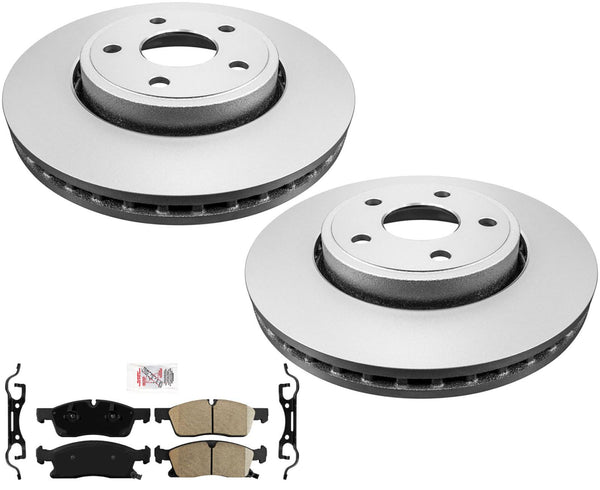 Front 330MM Coated Disc Brake Rotors & Pads For Jeep Grand Cherokee 2011-2021
