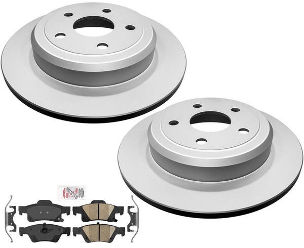 Rear Solid Coated Disc Brake Rotors & Brake Pads For Jeep Grand Cherokee 11-20
