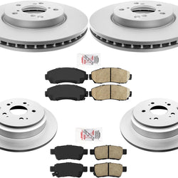 Front & Rear Brake Rotors & Ceramic Pads 6Pc Kit for Honda Odyssey 2005-2010