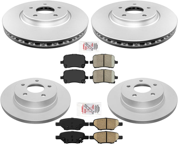 Front & Rear Coated Rotors & Ceramic Pads For 08-09 HHR W/ 4 Wheel Disc Brakes